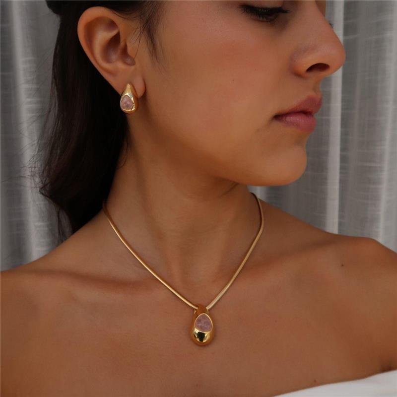 Conjunto Quartzo Rosa Gota