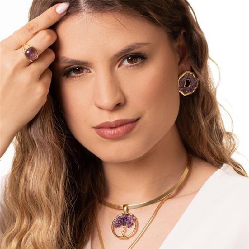 Pingente Fragmentos Ametista Árvore da Vida