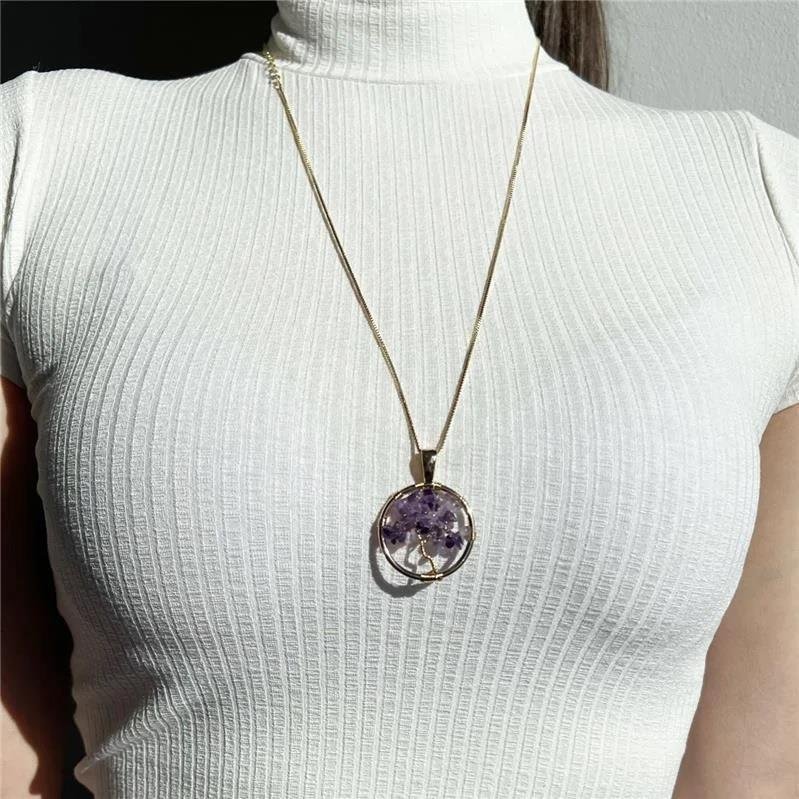 Pingente Fragmentos Ametista Árvore da Vida