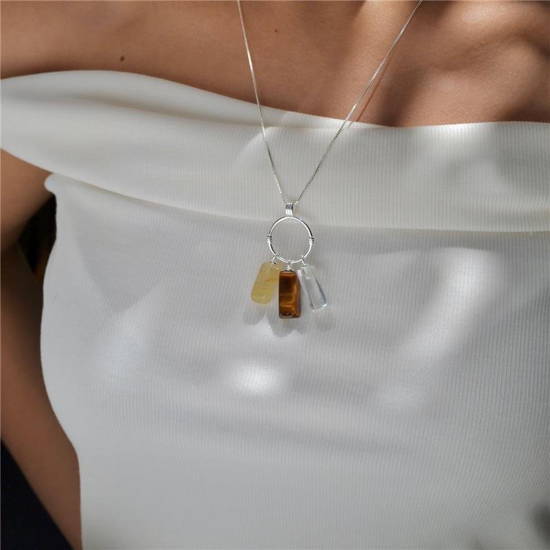 Colar Prata e Pedras Prosperidade e Abundância 