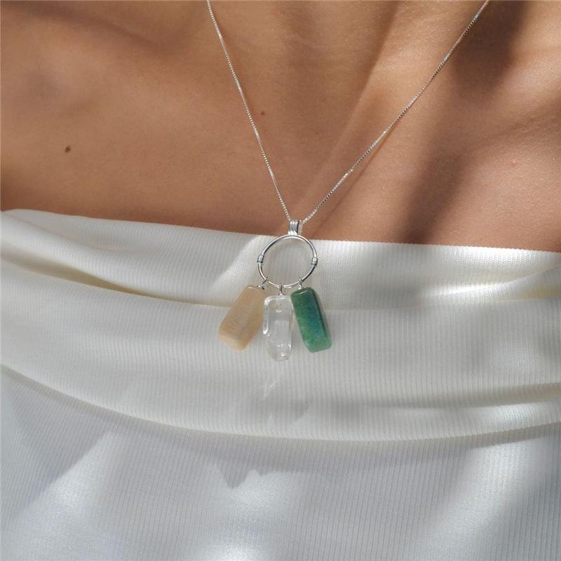 Colar Prata e Pedras Harmonia