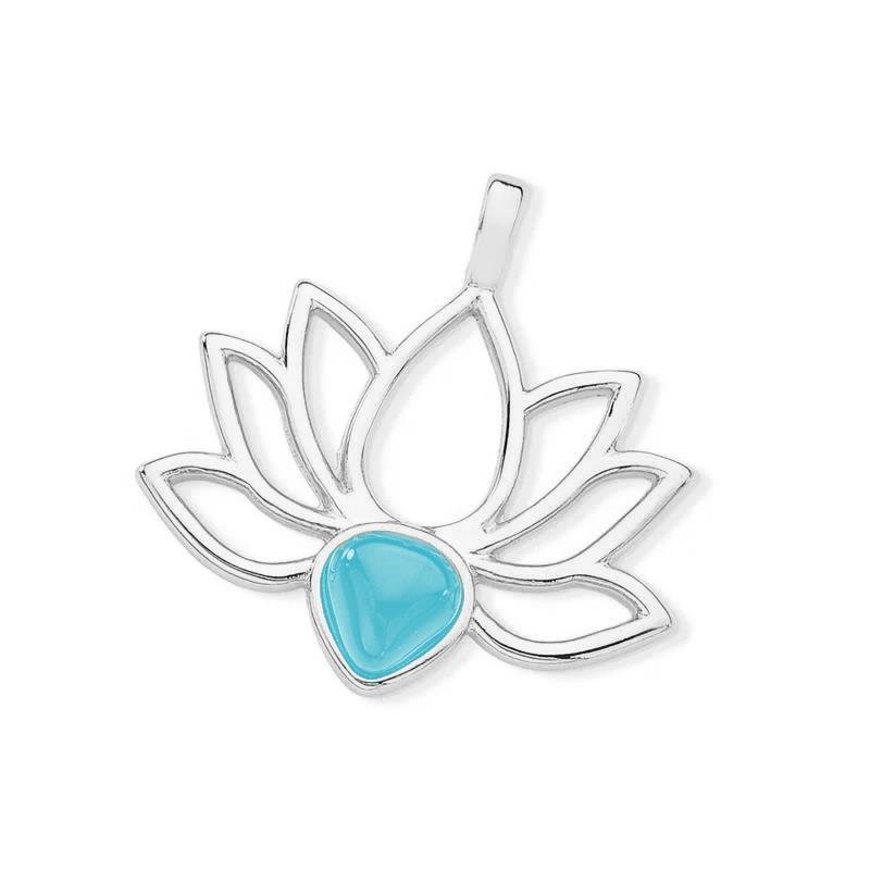 Colar Flor de Lótus Ágata Azul Céu